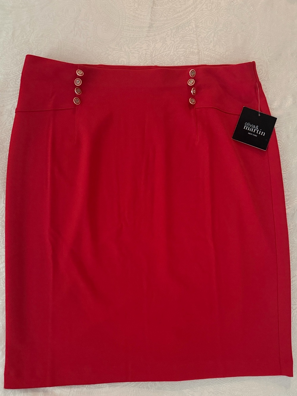 Olivia Martin Women's Red Pencil Skirt